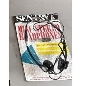Vintage Sentry HO415 Mini‎ Stereo Headphones NOS Sealed Black Walkman 3.5mm Jack